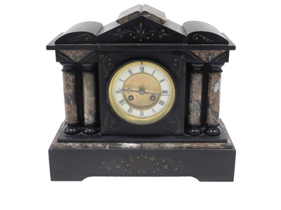 Lot 112 - A late 19thC French black slate and marble...