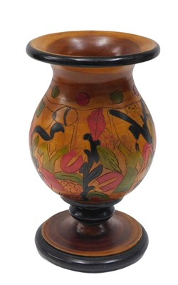 Lot 114 - A Continental turned wooden coloured vase,...