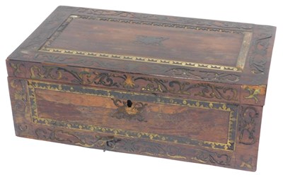 Lot 133 - A 19thC rosewood and brass inlaid writing...