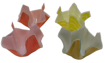Lot 135 - Four large 1950s/60s handkerchief vases, in...