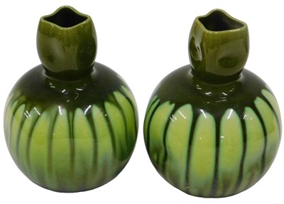 Lot 156 - A pair of 19thC Burmantoft pottery bottle...