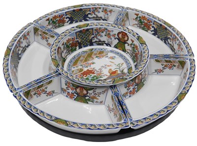 Lot 164 - An Oriental hors d'oeuvres set, decorated in...