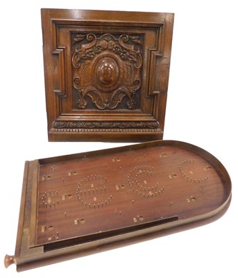 Lot 171 - A mahogany bagatelle game, 75cm long, and a...