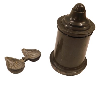 Lot 182 - A 19thC pewter cylindrical kitchen mould, with...