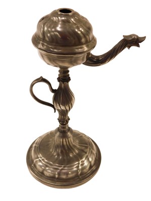Lot 189 - A 19thC Continental pewter Roman style oil...