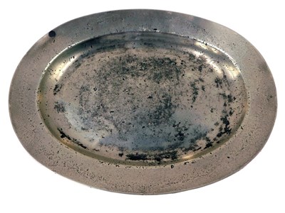 Lot 196 - An 18thC oval pewter meat or serving...