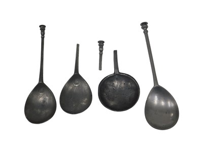 Lot 278 - Two 19thC and later pewter seal top...