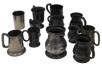 Lot 291 - A quantity of 19thC and later pewter tankards,...