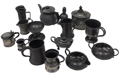 Lot 294 - A quantity of 19thC and later pewter, to...