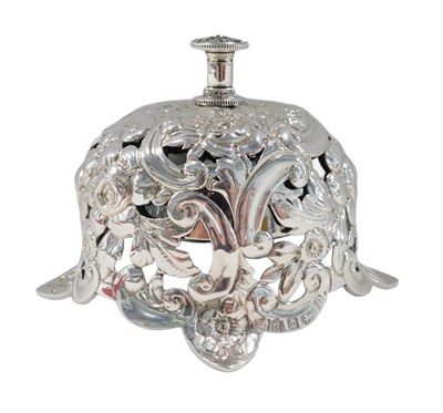 Lot 43 - An Edwardian silver mounted desk bell, with...