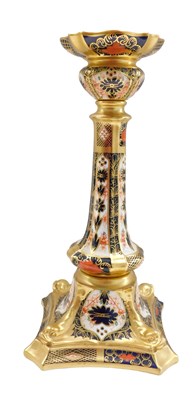 Lot 45 - A Royal Crown Derby Imari pattern candlestick,...