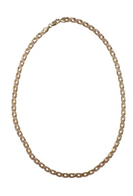 Lot 72 - A bi-colour hammered link necklace, yellow...