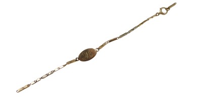 Lot 74 - An identity bracelet, with rectangular links,...