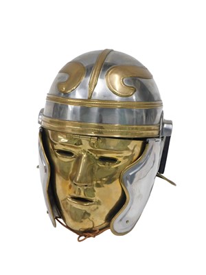 Lot 299 - A bicolour metal replica Roman Cavalry helmet,...
