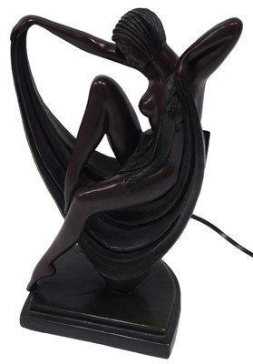 Lot 313 - An Art Deco style plaster table lamp, modelled...