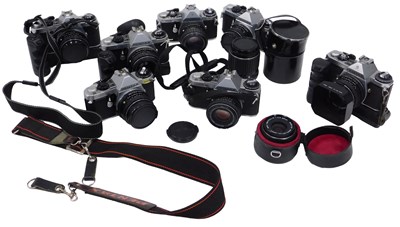 Lot 321 - Seven Pentax cameras, including ME, and ME...