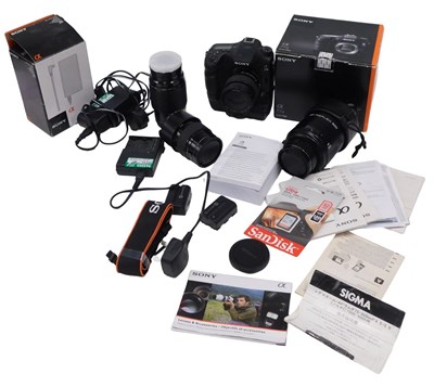 Lot 323 - A Sony A77ii digital camera, with four...