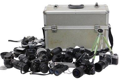 Lot 328 - Assorted 35mm film cameras, together with...