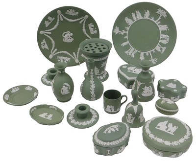 Lot 329 - A group of Wedgwood green Jasperware...