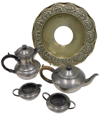 Lot 332 - An early 20thC Argent pewter four piece tea...