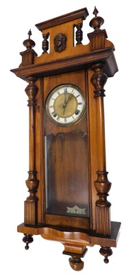 Lot 344 - A late 19thC walnut and beech cased wall clock,...