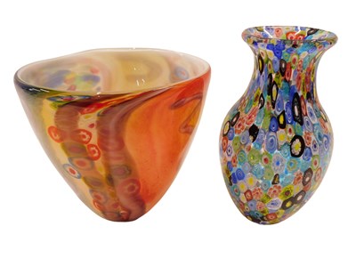 Lot 345 - A Murano style glass vase, of tapering form,...