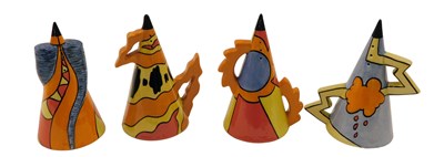 Lot 347 - Four Old Ellgreave pottery sugar sifters,...