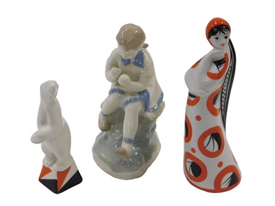 Lot 383 - A 20thC Gzhel USSR porcelain figure of a...
