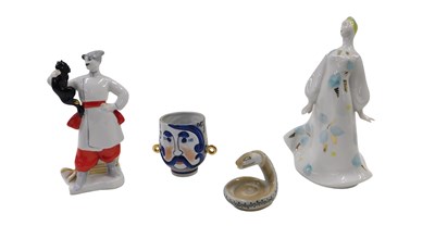 Lot 386 - Three late 20thC Ukraine porcelain figures,...