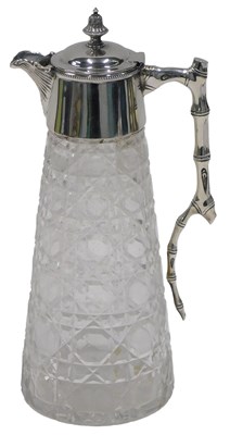 Lot 93 - A George VI cut glass and silver mounted...