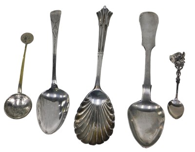 Lot 99 - A George III silver dessert spoon, with bright...