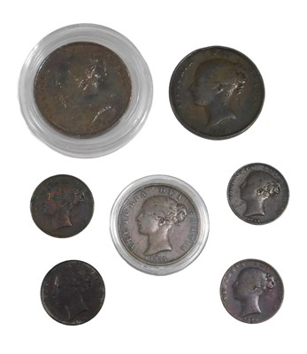 Lot 453 - Victoria 1853 and 1854 pennies, an 1855 half...