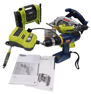 Lot 523 - Five Ryobi tools, comprising drill driver,...