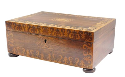Lot 492 - A 19thC rosewood and marquetry jewellery...