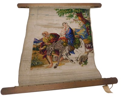 Lot 510 - A Victorian woolwork, embroidered with Mary...
