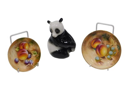 Lot 541 - A Royal Worcester porcelain pin tray, painted...