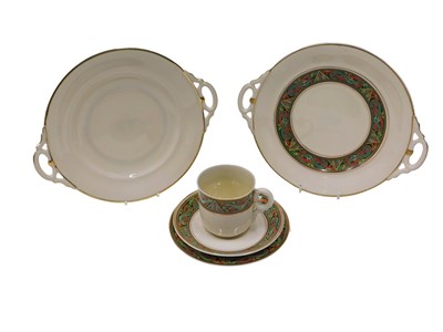 Lot 603 - A Belleek Celtic design cup, saucer and plate,...