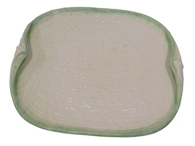 Lot 605 - A Belleek second period green Tridacna tray,...