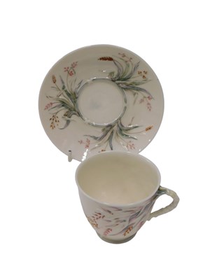 Lot 610 - A 19thC Belleek porcelain Grass pattern cup...
