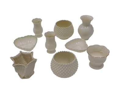 Lot 615 - Various Belleek porcelain, to include a pair...
