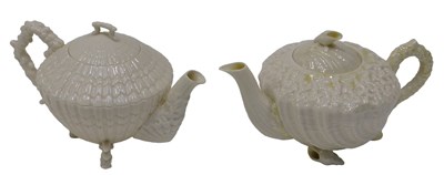 Lot 617 - A yellow lustre Belleek Neptune teapot, third...