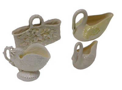 Lot 621 - Four items of Belleek, to include a yellow...