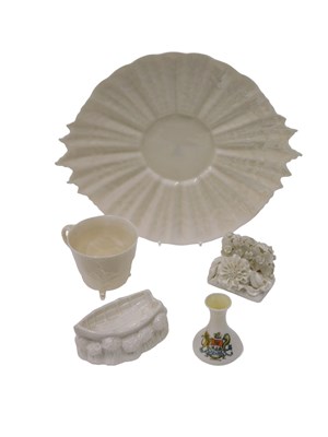Lot 629 - A Belleek porcelain boat shaped pipe rest,...