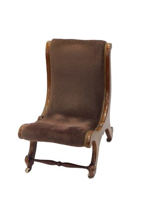 Lot 670 - A Victorian walnut slipper shaped chair, with...