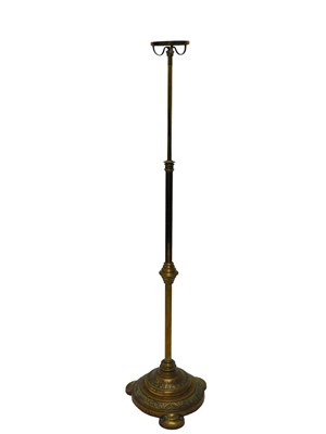 Lot 648 - A Victorian brass adjustable lamp, the top...
