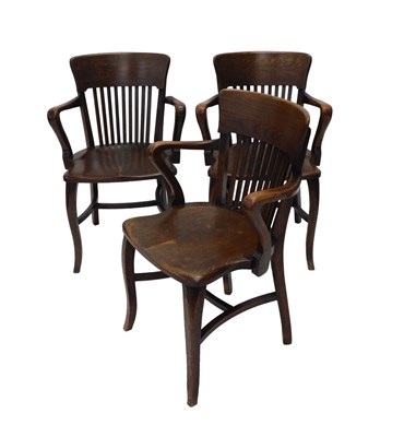 Lot 649 - A set of three Edwardian oak office...