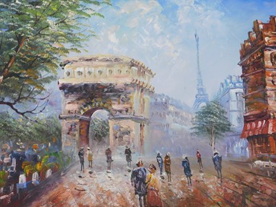 Lot 578 - 20thC School. Paris, oil on canvas, 29cm x 40cm.