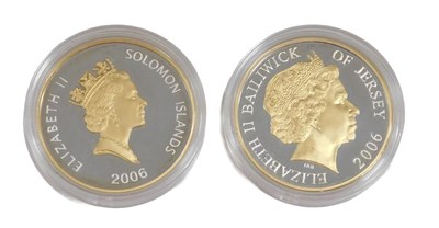 Lot 451A - A Jersey 2006 five pounds coin, and a Solomon...