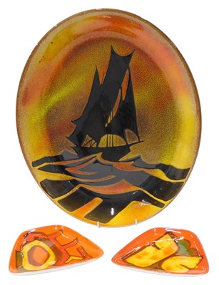 Lot 130 - A Poole Pottery Aegean pattern oval plate or...