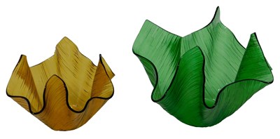 Lot 136 - A green textured glass handkerchief shaped...